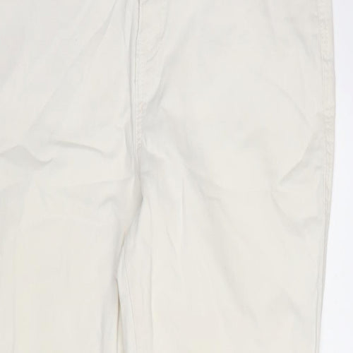 F&F Womens Ivory Cotton Straight Jeans Size 12 L27 in Regular Zip