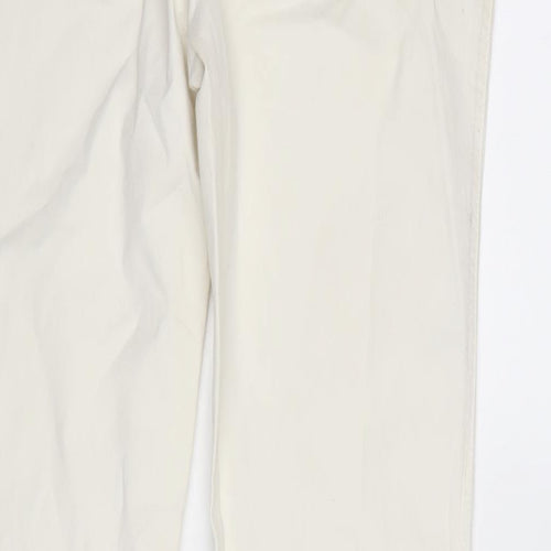 F&F Womens Ivory Cotton Straight Jeans Size 12 L27 in Regular Zip