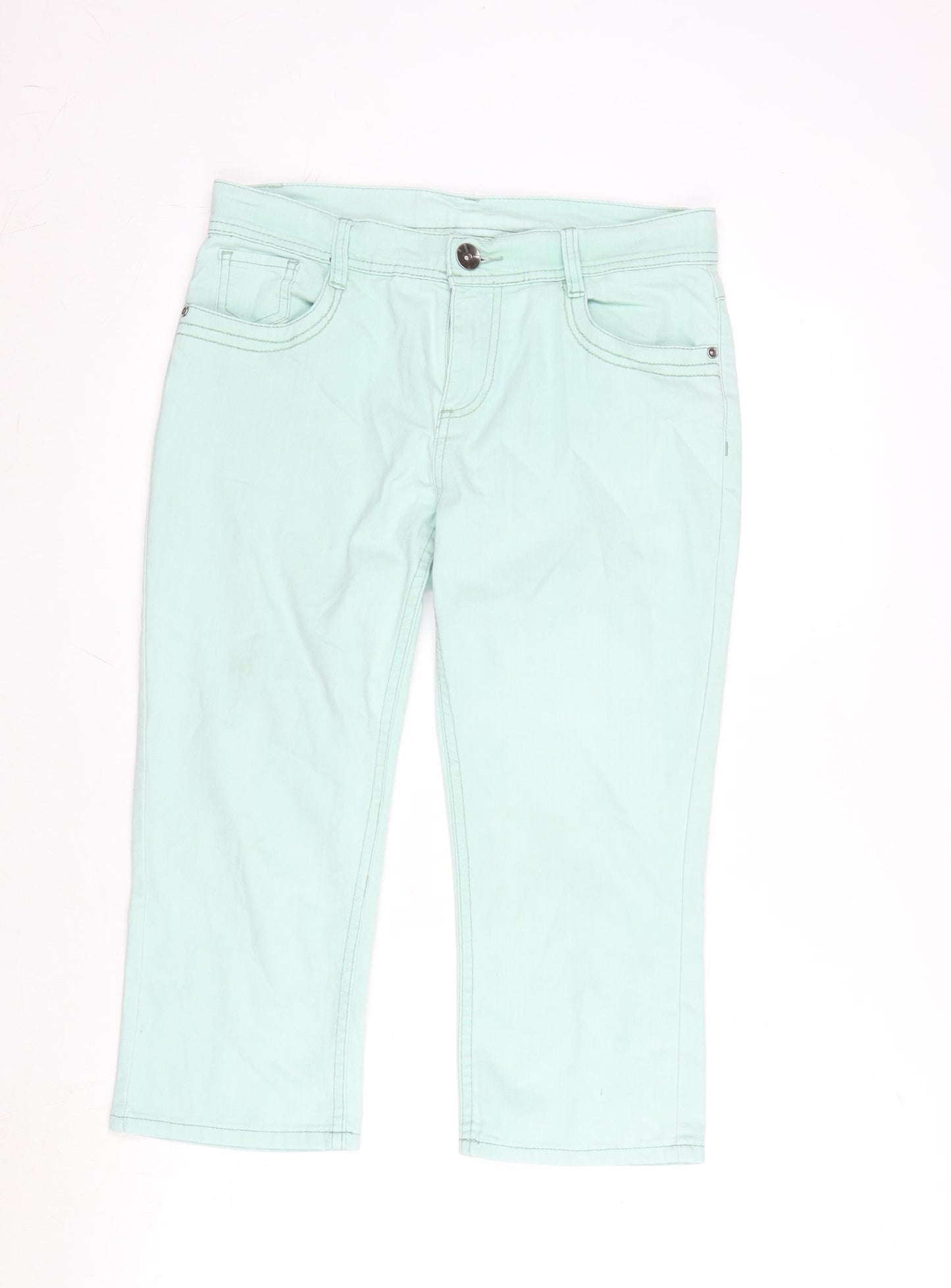 H&M Womens Grey Cotton Blend Straight Jeans Size 8 L29 in Regular Zip