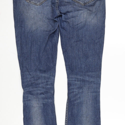 Fat Face Womens Blue Cotton Blend Flared Jeans Size 10 L30 in Regular Zip