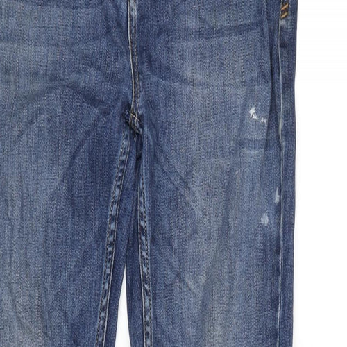 Fat Face Womens Blue Cotton Blend Flared Jeans Size 10 L30 in Regular Zip