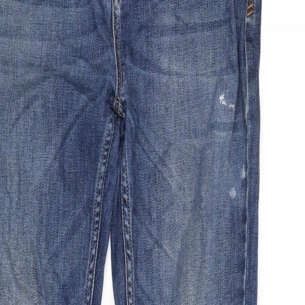 Fat Face Womens Blue Cotton Blend Flared Jeans Size 10 L30 in Regular Zip
