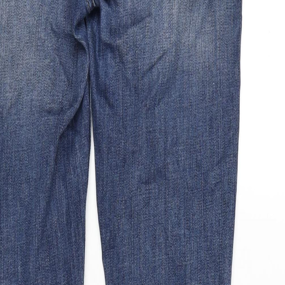 Fat Face Womens Blue Cotton Blend Flared Jeans Size 10 L30 in Regular Zip