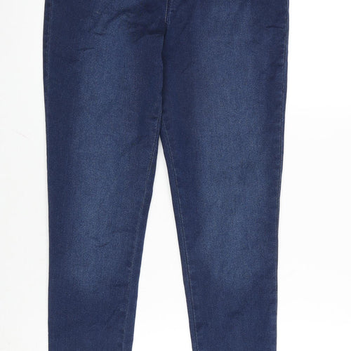 F&F Womens Blue Cotton Blend Straight Jeans Size 12 L29 in Regular