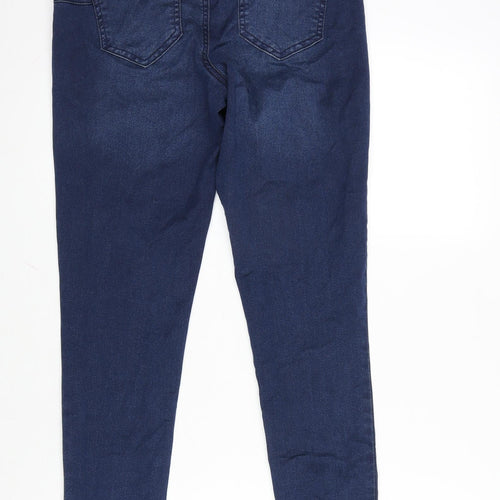 F&F Womens Blue Cotton Blend Straight Jeans Size 12 L29 in Regular