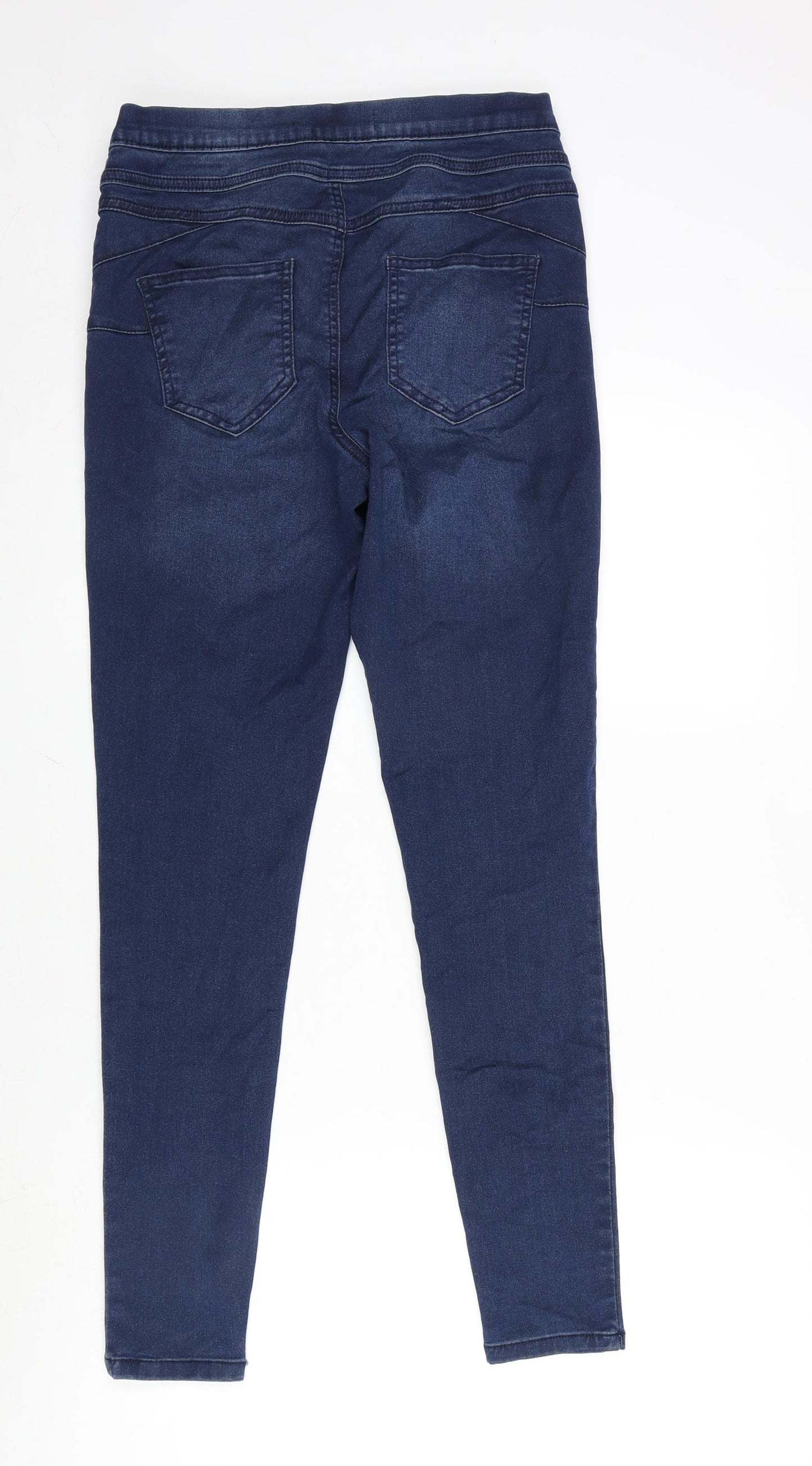 F&F Womens Blue Cotton Blend Straight Jeans Size 12 L29 in Regular