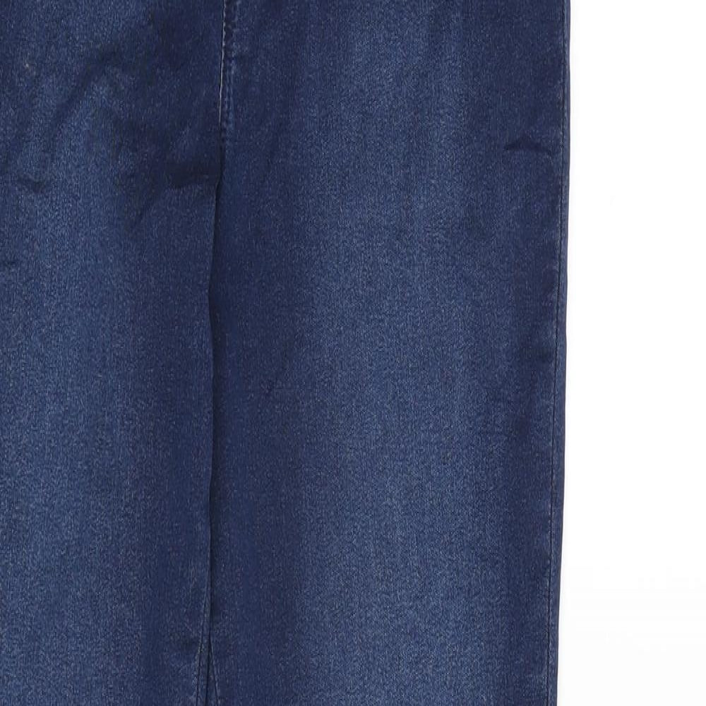 F&F Womens Blue Cotton Blend Straight Jeans Size 12 L29 in Regular