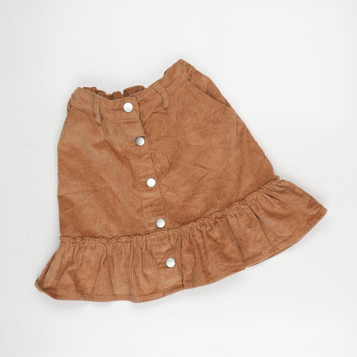 Matalan Girls Orange Cotton Flare Skirt Size 11 Years Regular Button