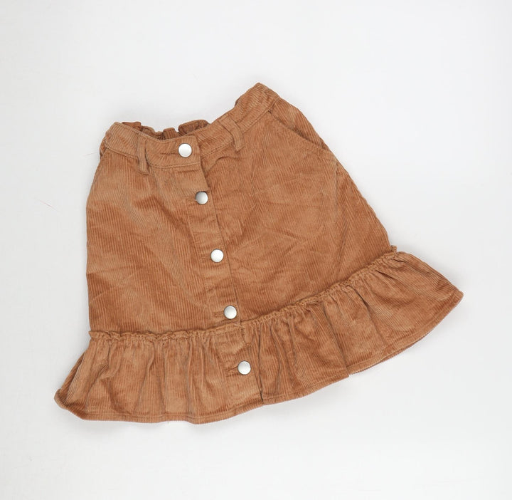 Matalan Girls Orange Cotton Flare Skirt Size 11 Years Regular Button