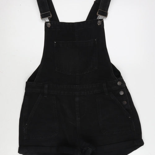 New Look Girls Black Cotton Dungaree One-Piece Size 14 Years L3 in Button - Braces ajustable