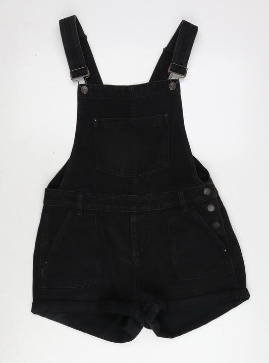 New Look Girls Black Cotton Dungaree One-Piece Size 14 Years L3 in Button - Braces ajustable