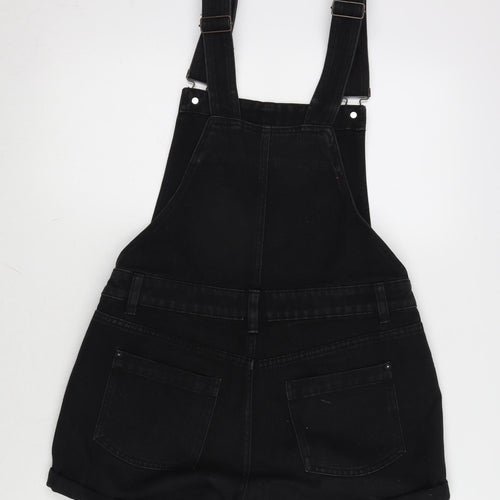 New Look Girls Black Cotton Dungaree One-Piece Size 14 Years L3 in Button - Braces ajustable