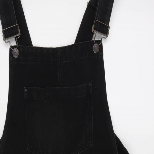New Look Girls Black Cotton Dungaree One-Piece Size 14 Years L3 in Button - Braces ajustable