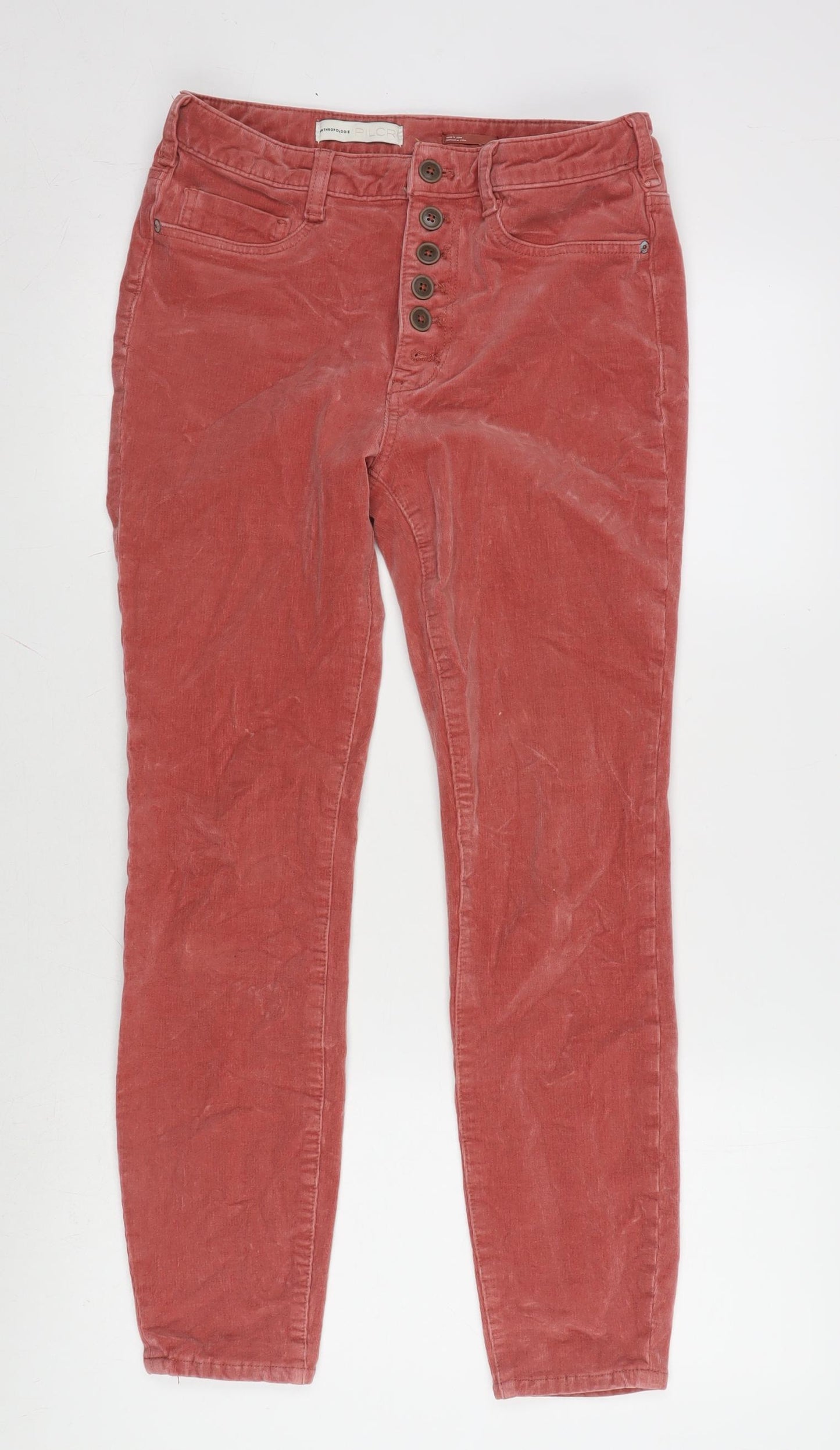 Anthropologie Womens Pink Cotton Blend Skinny Jeans Size 30 in L27 in Regular Button - High rise skinny