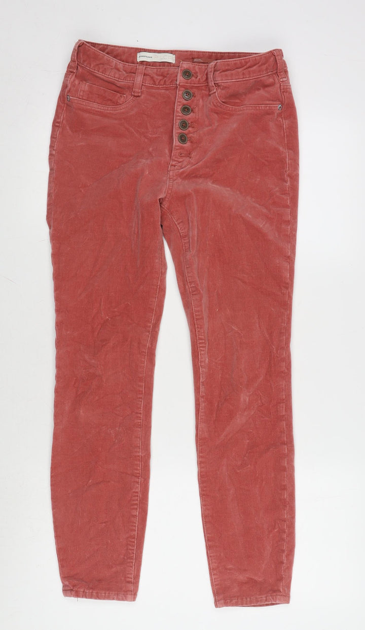 Anthropologie Womens Pink Cotton Blend Skinny Jeans Size 30 in L27 in Regular Button - High rise skinny