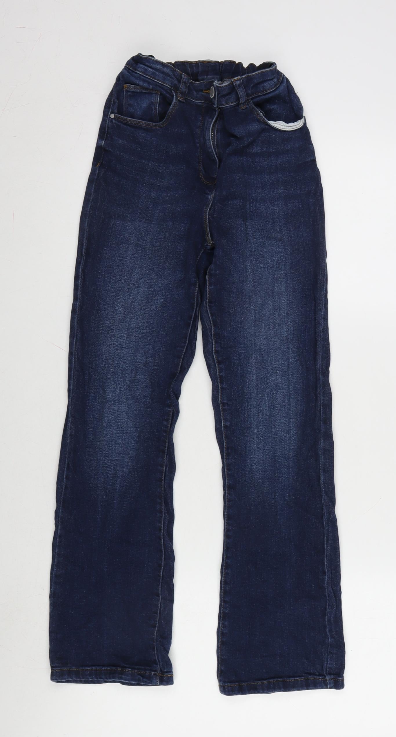 NEXT Girls Blue Cotton Flared Jeans Size 11 Years L26 in Regular Zip
