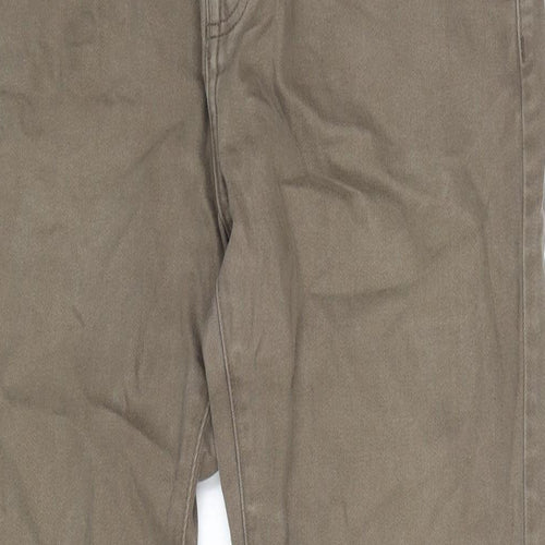 Marks and Spencer Mens Brown Cotton Blend Straight Jeans Size 34 in L33 in Regular Zip