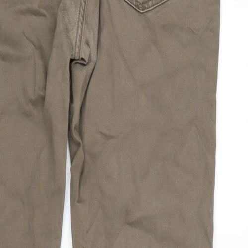 Marks and Spencer Mens Brown Cotton Blend Straight Jeans Size 34 in L33 in Regular Zip