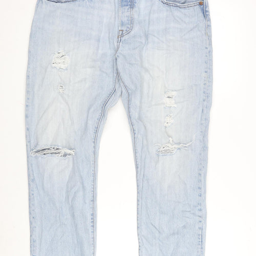 Levi's Mens Blue Cotton Straight Jeans Size 31 in L32 in Regular Button - 501