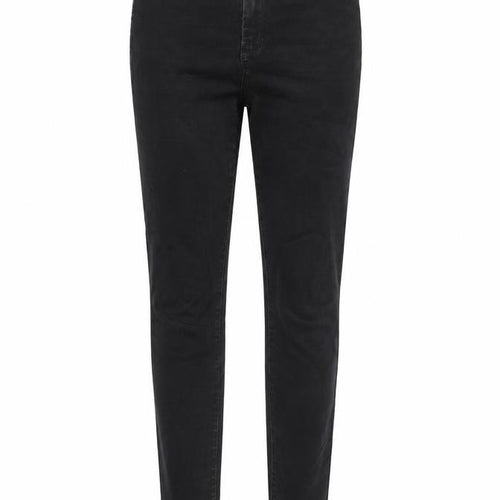 Denim & Co. Womens Black Cotton Blend Straight Jeans Size 12 L31 in Regular Zip