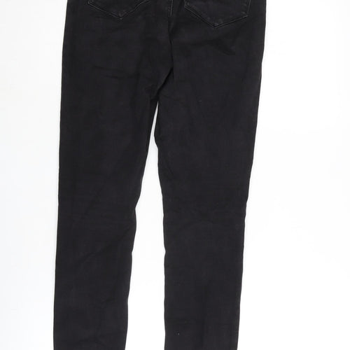 Denim & Co. Womens Black Cotton Blend Straight Jeans Size 12 L31 in Regular Zip