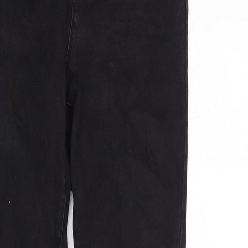 Denim & Co. Womens Black Cotton Blend Straight Jeans Size 12 L31 in Regular Zip