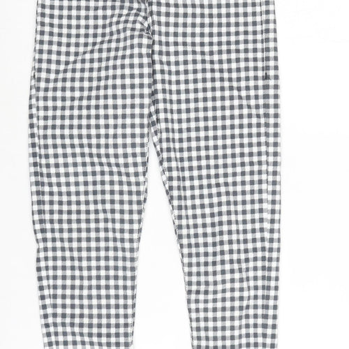 Topshop Womens Grey Check Cotton Blend Straight Jeans Size 26 in L27 in Regular Zip