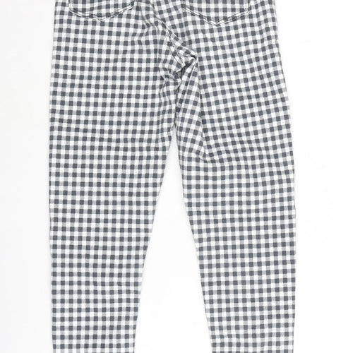 Topshop Womens Grey Check Cotton Blend Straight Jeans Size 26 in L27 in Regular Zip