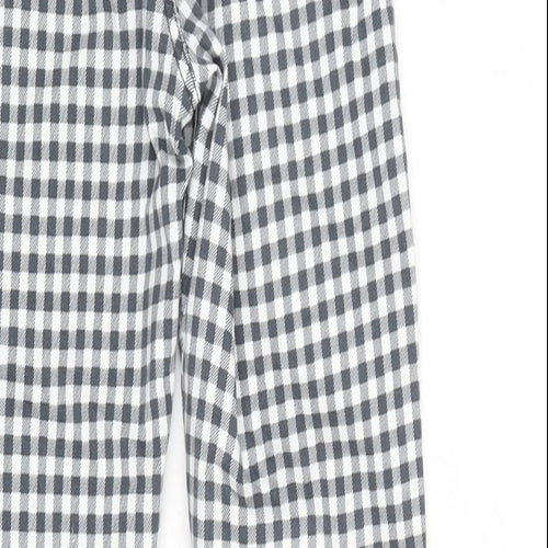 Topshop Womens Grey Check Cotton Blend Straight Jeans Size 26 in L27 in Regular Zip