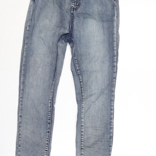 Missguided Womens Blue Cotton Blend Straight Jeans Size 8 L26 in Regular Zip