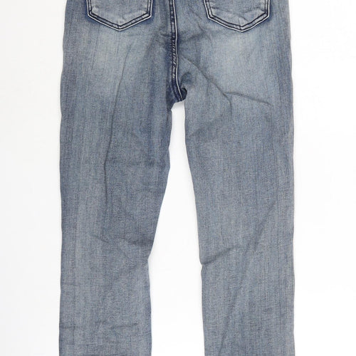 Missguided Womens Blue Cotton Blend Straight Jeans Size 8 L26 in Regular Zip