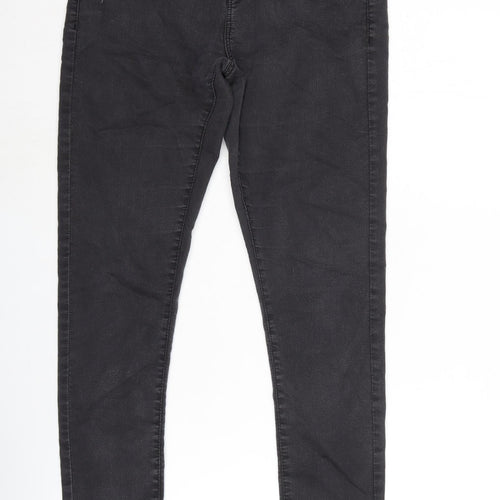 Topshop Womens Grey Cotton Blend Straight Jeans Size 30 in L32 in Regular Zip