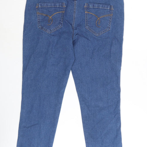 George Womens Blue Cotton Blend Cropped Jeans Size 12 L22 in Regular Zip - Embroidered