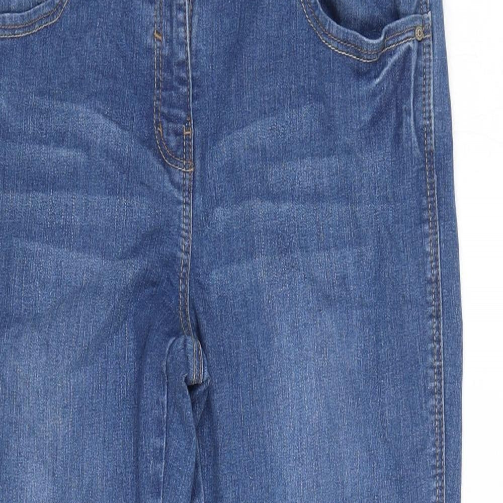 George Womens Blue Cotton Blend Cropped Jeans Size 12 L22 in Regular Zip - Embroidered