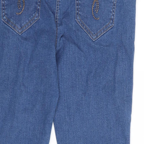 George Womens Blue Cotton Blend Cropped Jeans Size 12 L22 in Regular Zip - Embroidered