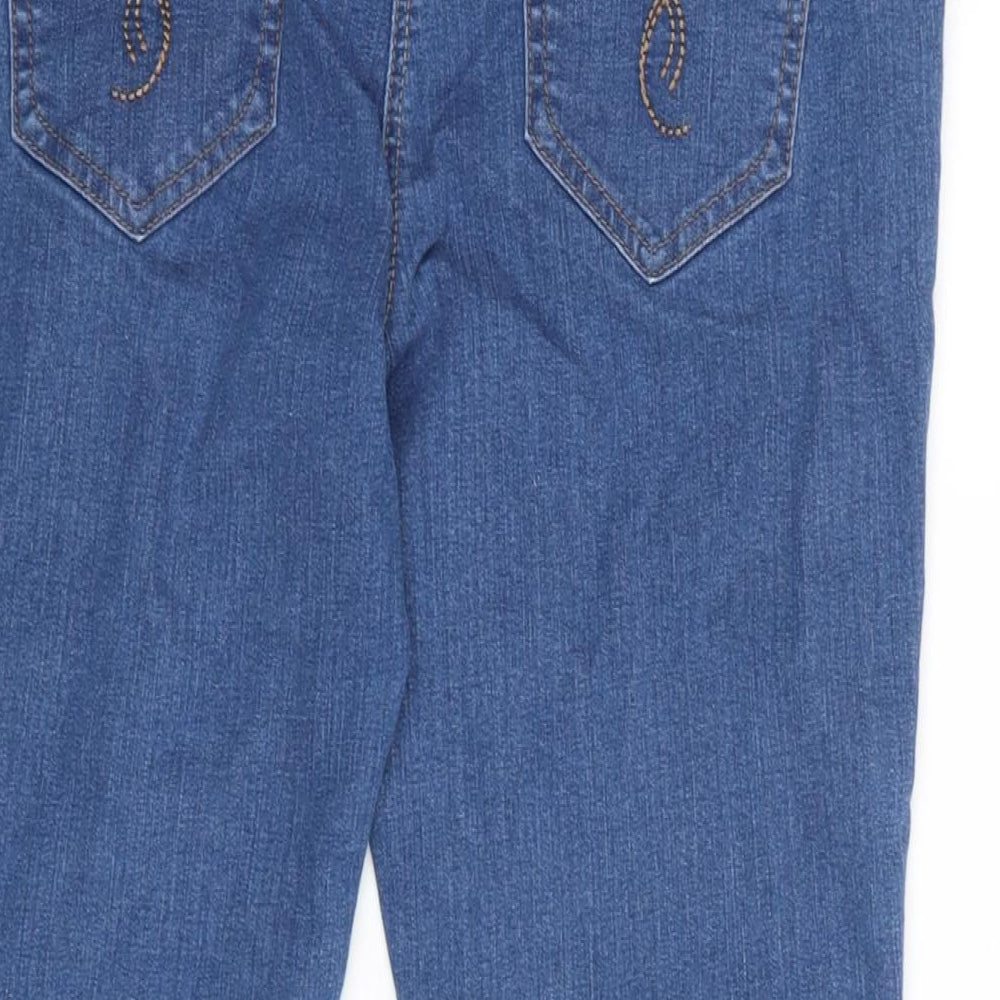 George Womens Blue Cotton Blend Cropped Jeans Size 12 L22 in Regular Zip - Embroidered