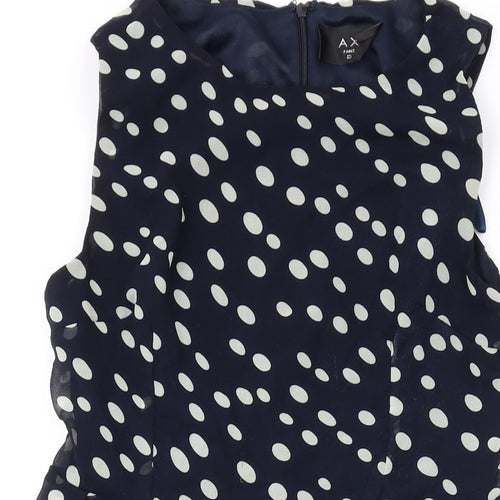AX Paris Womens Black Polka Dot Polyester Skater Dress Size 10 Round Neck Zip