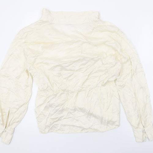 NEXT Womens Beige Viscose Basic Blouse Size L V-Neck