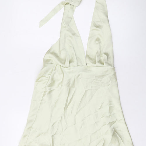 Zara Womens Green Polyester Mini Size M Halter Zip