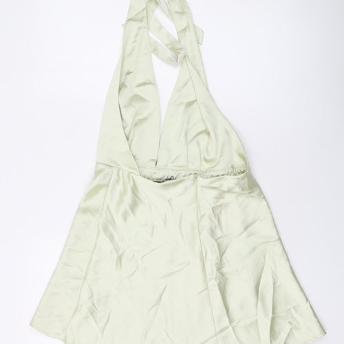 Zara Womens Green Polyester Mini Size M Halter Zip