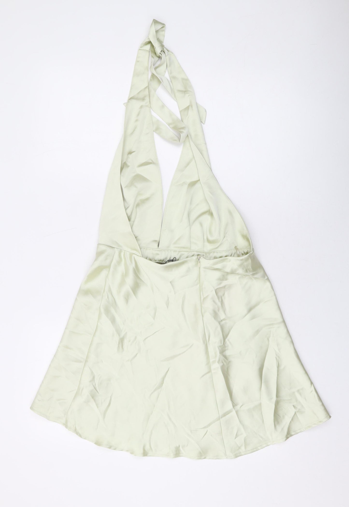 Zara Womens Green Polyester Mini Size M Halter Zip