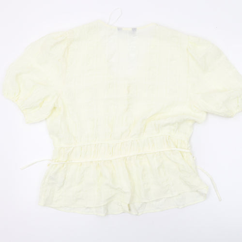 Marks and Spencer Womens Ivory Polyester Basic Blouse Size 14 Scoop Neck