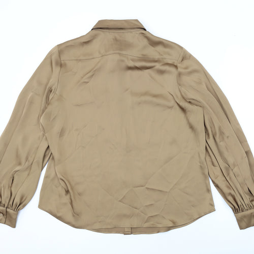 Autograph Womens Brown Polyester Basic Button-Up Size 16 Collared