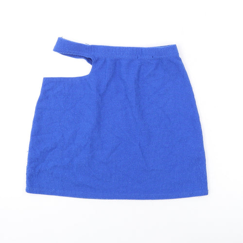 PRETTYLITTLETHING Womens Blue Polyester Mini Skirt Size 12