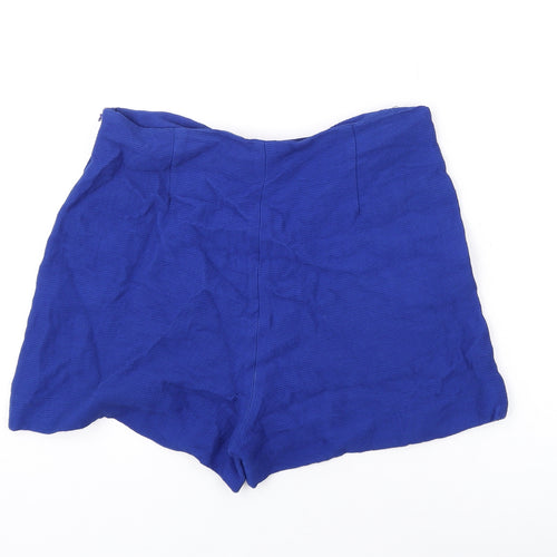 Zara Womens Blue Viscose Basic Shorts Size S Regular Zip