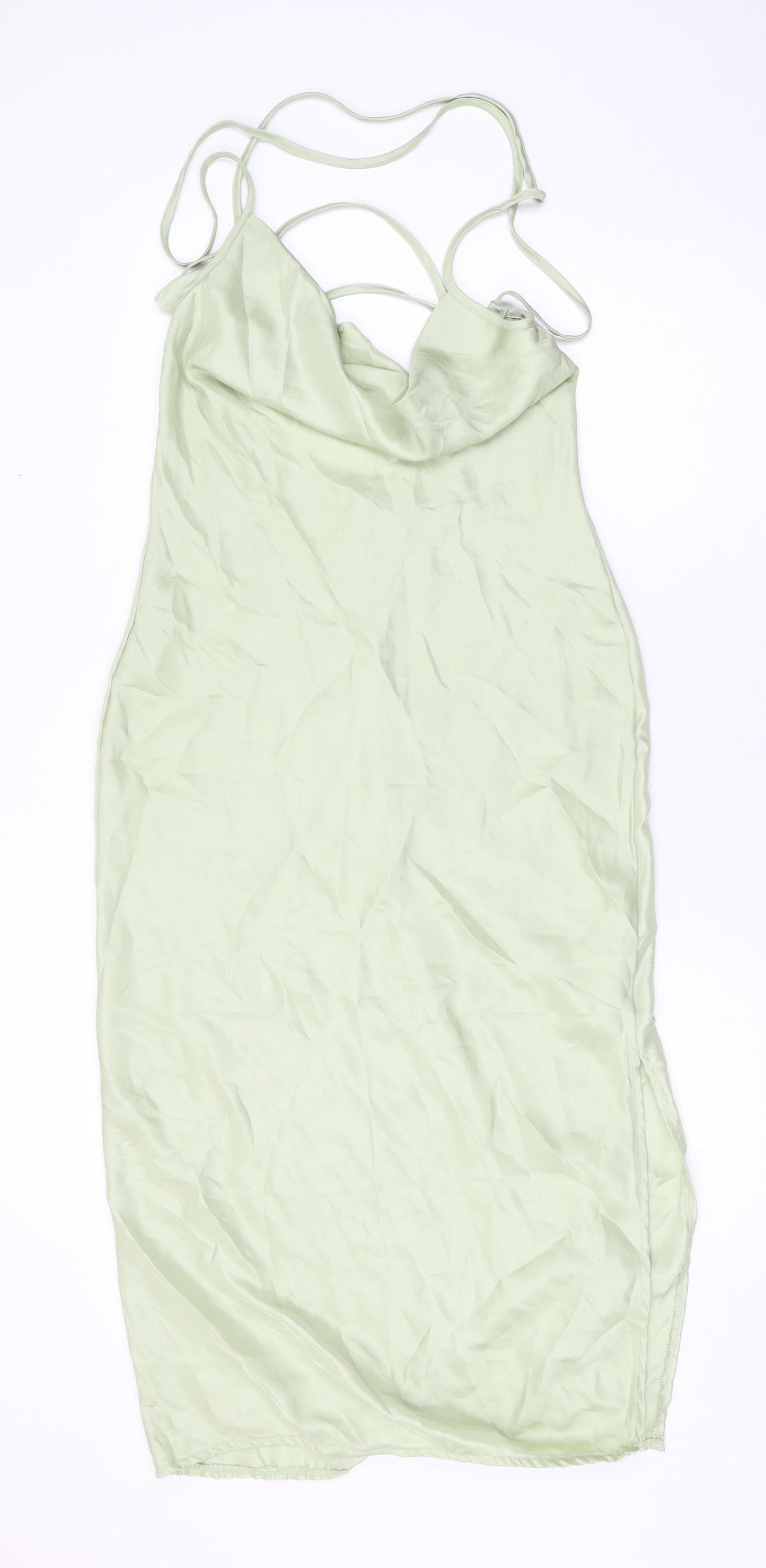 Missguided Womens Green Polyester Bodycon Size 8 Collared Zip