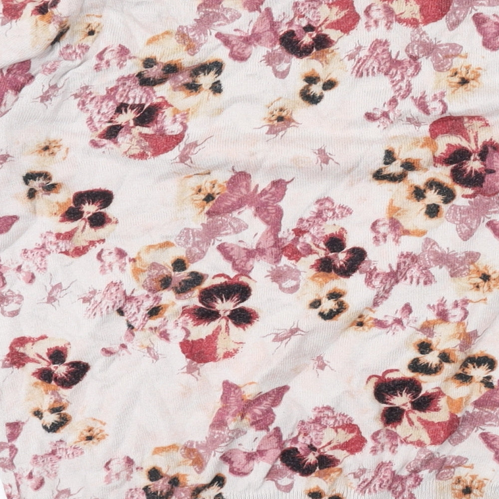 NEXT Womens Pink Boat Neck Floral Cotton Pullover Jumper Size 10