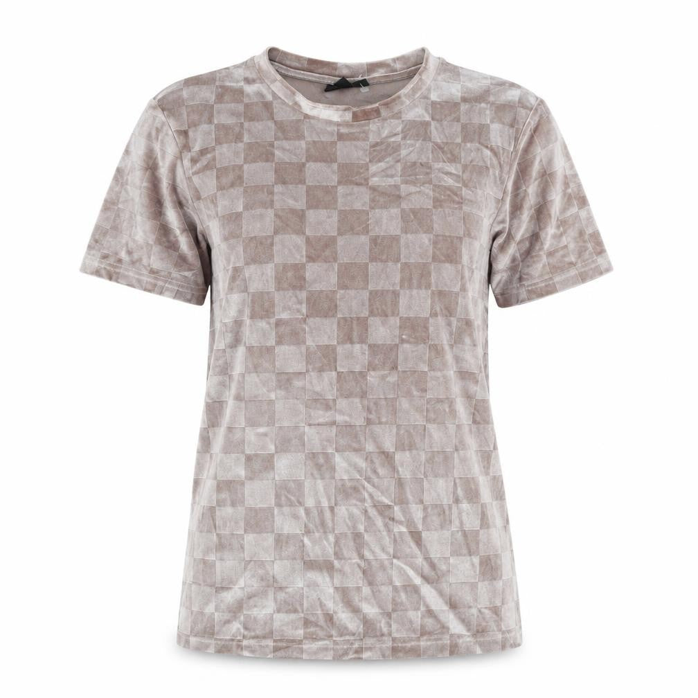 Front view of Icono women’s pink polyester basic t-shirt, size S, round neck