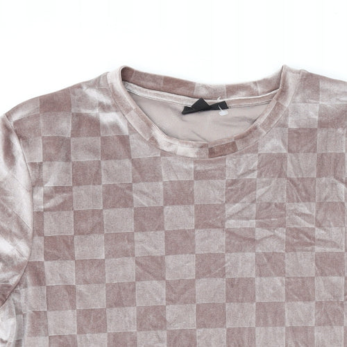 Icono Womens Pink Polyester Basic T-Shirt Size S Round Neck