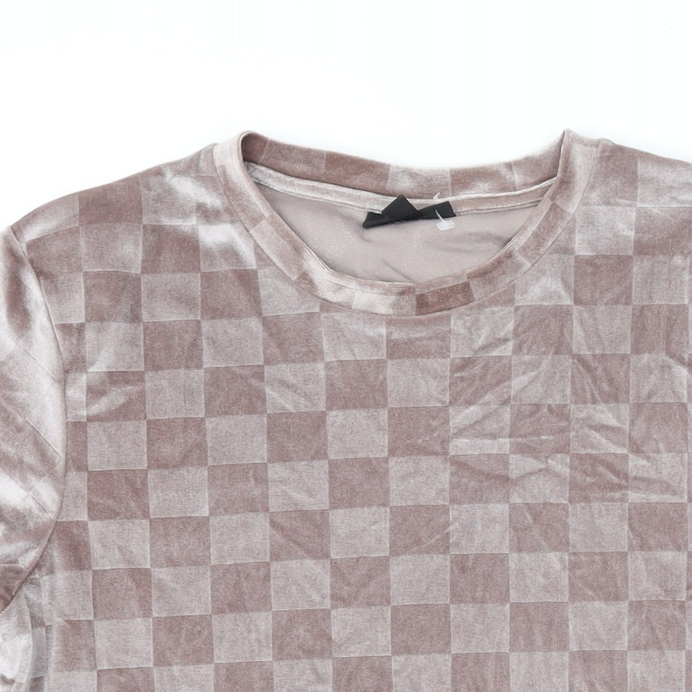 Icono Womens Pink Polyester Basic T-Shirt Size S Round Neck